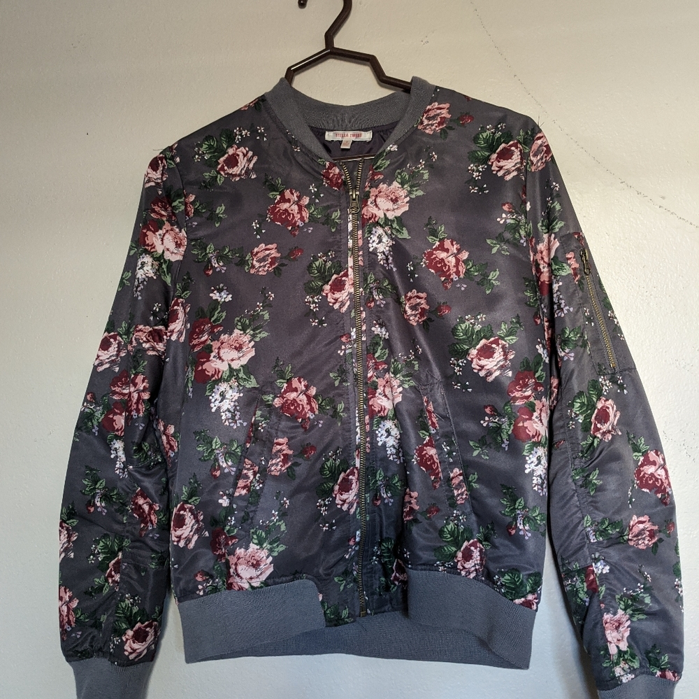 "Stella Tweed" floral bomber Jacket